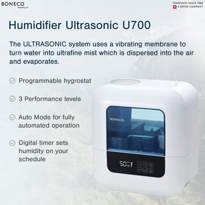 Warm or Cool Mist Ultrasonic Humidifier U700, (White)