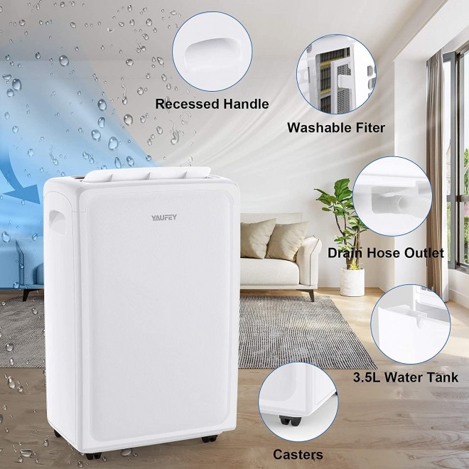 4500 Sq. Ft Home Dehumidifier for Basements and Extra Large Rooms with Drain Hose Outlet and Two Continuous Drainage Modes Efficiently Removes Moisture
