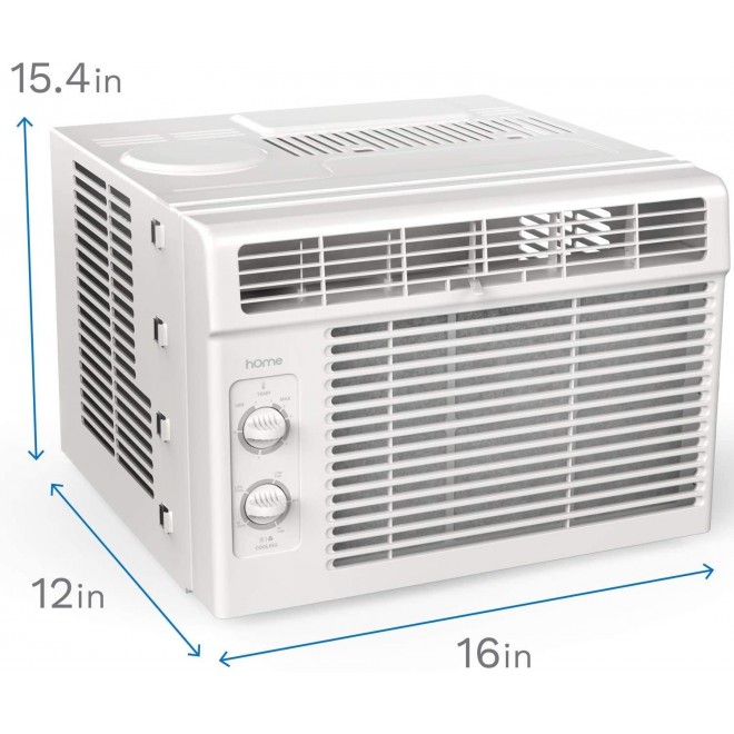 5000 BTU Window Mounted Air Conditioner - 7-Speed Window AC Unit Small Quiet Mechanical Controls 2 Cool and Fan Settings with Installation Kit Leaf Guards Washable Filter - Indoor Room AC