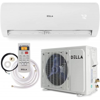12000 BTU Mini Split Air Conditioner Ductless Inverter System 17 SEER 208-230V with 1 Ton Heat Pump, Pre-Charged Condenser and Full Installation Accessories Kit AHRI