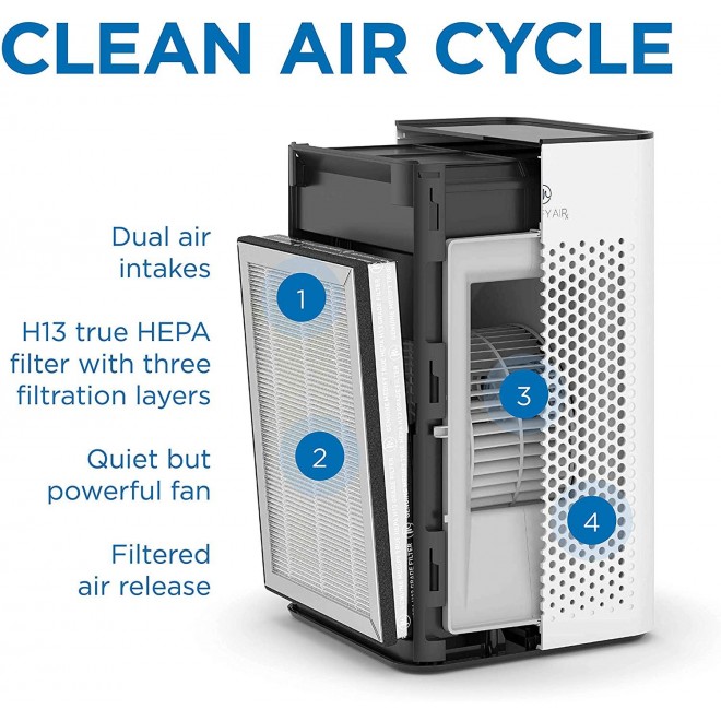 Air Purifier with H13 True HEPA Filter | 500 sq ft Coverage | for Smoke, Smokers, Dust, Odors, Pollen, Pet Dander | Quiet 99.9% Removal to 0.1 Microns | Black, 2-Pack