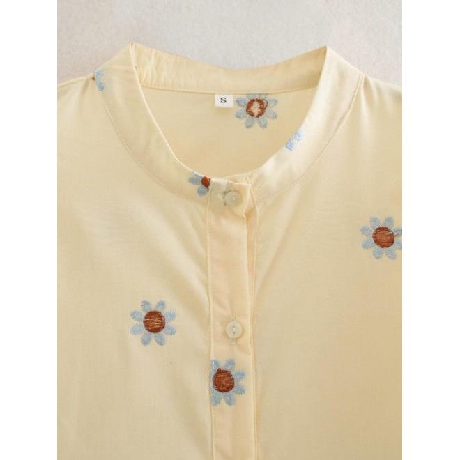 Embroidery Flower Short Sleeve Summer Dresses