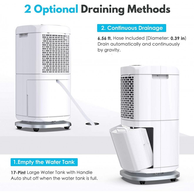 140 Pints Commercial Dehumidifier Large Capacity Dehumidifiers for Basements, Showrooms, Gallery, Storage Rooms, Warehouse, Build-in 17-Pint Water Tank and 6.6 ft. Drain Hose