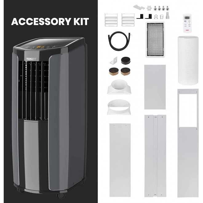 10,000 BTU Portable Air Conditioner Remote Control, Built-in Dehumidifier, Fan Cool Rooms Up to 400 Square Feet, Grey
