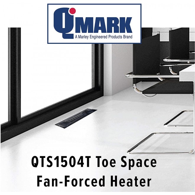 QTS1504T Toe Kick Heater for Basements, Bathrooms, Offices, and Tight Spaces, 1500 Watt, 240 Volt, Black