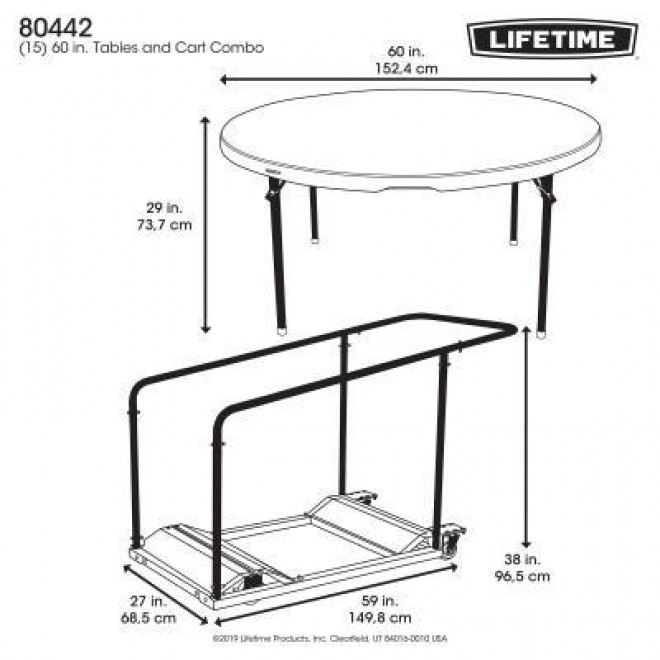 (15) 60 in. Tables and Cart Combo 390