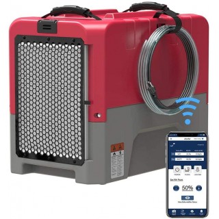 Extreme Smart WiFi Commercial Dehumidifier with Pump, 180 PPD at AHAM, 5 Years Warranty, cETL Listed, Memory Starting, for Damage Restoration, Crawlspace and Basement Drying, Red