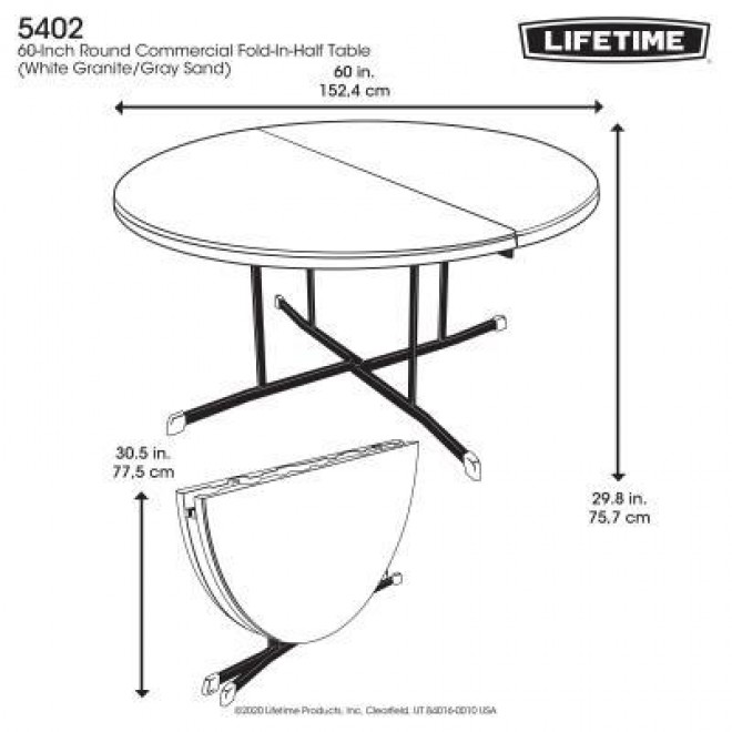 60-Inch Round Fold-In-Half Table (Commercial) 74