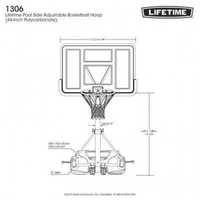 Pool Side Adjustable Basketball Hoop (44-Inch Polycarbonate) 94