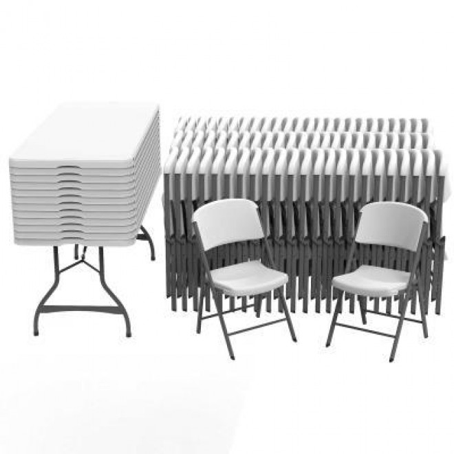 (12) 6-Foot Stacking Tables and (72) Chairs Combo (Commercial) 408