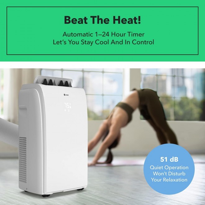 10,000 BTU Portable Air Conditioner for 150 to 250 Sq Ft Rooms - Powerful AC Unit with Cooling Fan, Wheels, Reusable Filter, Auto Shut Off and LED Display