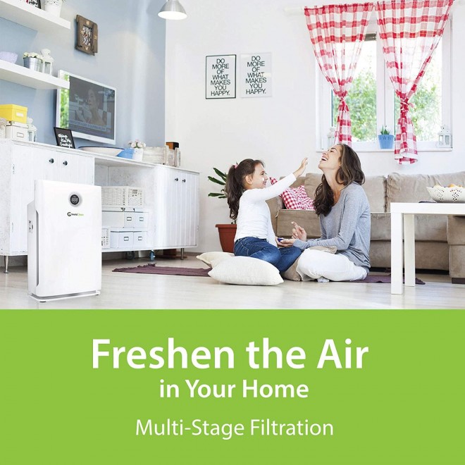 Air Purifier - 4 in 1 True HEPA, Ionizer, Carbon + UV-C Sanitizer - Air Purifier for Allergies & Pets, Home, Large Rooms, Smokers, Dust, Mold, Allergens, Odor Elimination - IC-4524