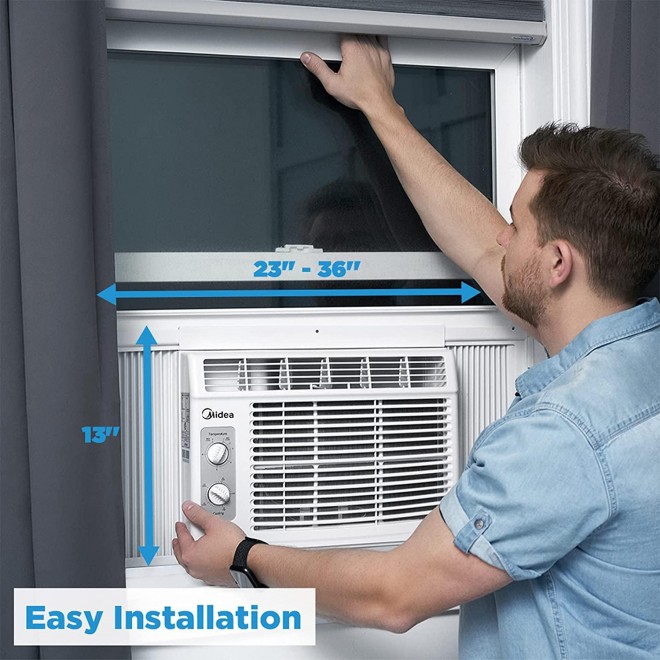 5,000 BTU EasyCool Window Air Conditioner and Fan - Cools Up To 150 Square Feet with Easy To Use Mechanical Controls And A Reusable Filter, 5000, White