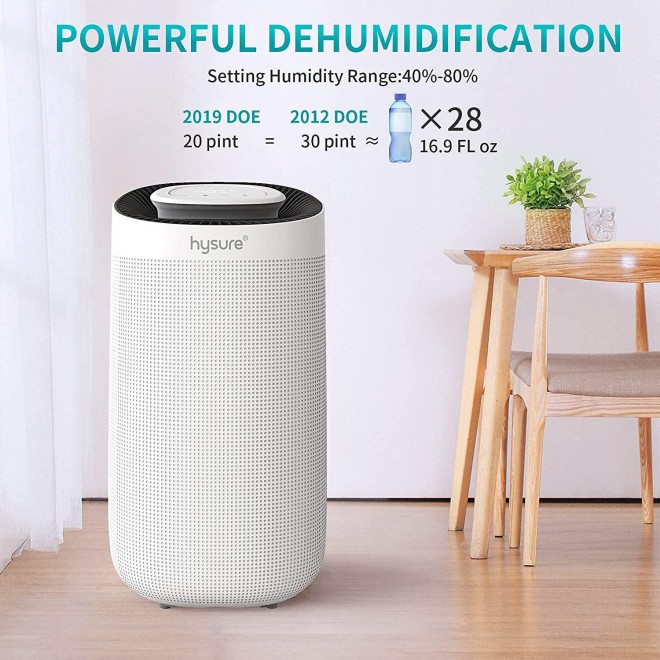 20 Pint Dehumidifier for Basements, 1,500 Sq. Ft Dehumidifier with Water Tank and Drain Hose, Intelligent Humidity Control, Continuous Drainage for Living Room/Closet