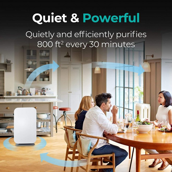 45i Purifier for Large Rooms up to 800 Sqft H13 True HEPA, Air Quality Auto Sensor, Removes Allergens while Eliminates Bacteria, Dust, Mold, Odors + Heavy Smoke, White