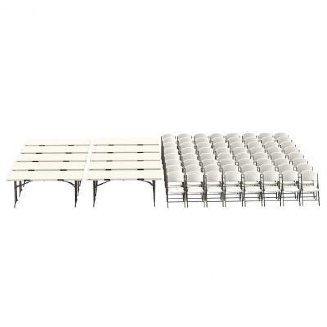 (10) 6-Foot Fold-In-Half Tables and (64) Chairs Combo (Commercial) 409