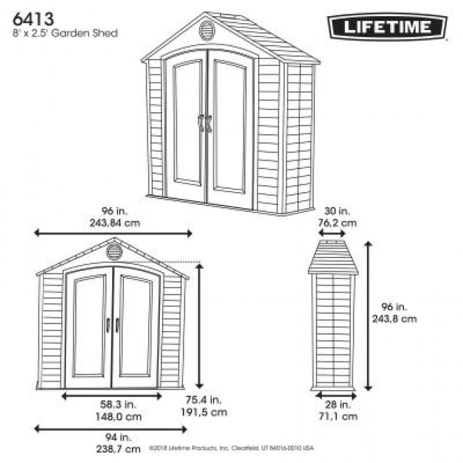 8 Ft. x 2.5 Outdoor Storage Shed 308