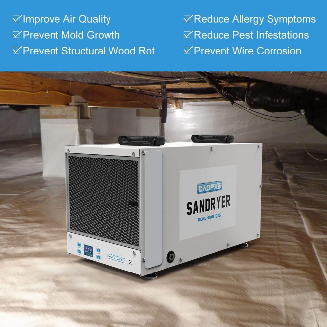 180 Pints Crawl Space Commercial Dehumidifier with Pump and Drain Hose 85 Pints/Day (AHAM) Humidity Control for up to 2,300 sq ft Basements, Water Damage Storage