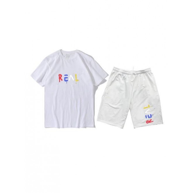 New Letter Short Sleeve Two Piece Outfits