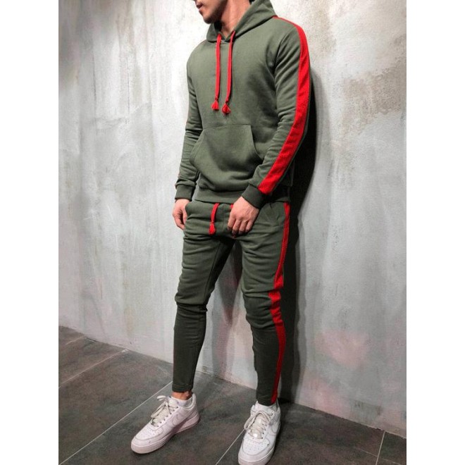 Exercise Contrast Color Hooded Activewear Sets