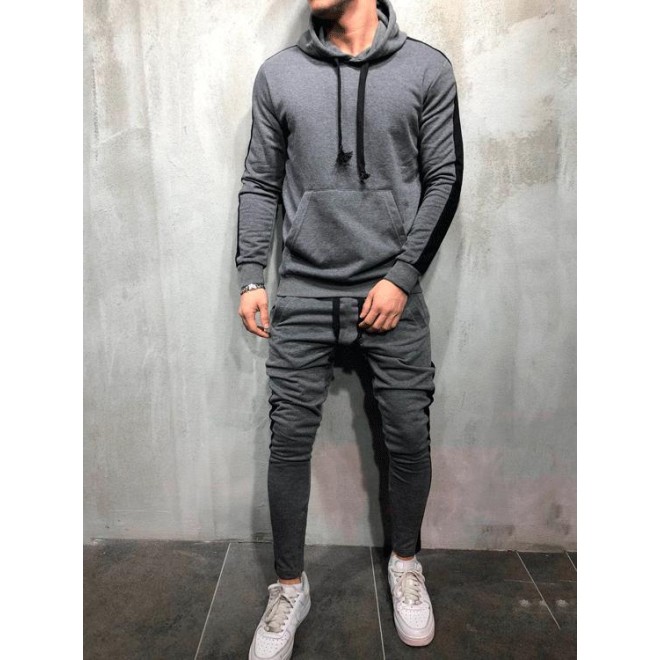 Exercise Contrast Color Hooded Activewear Sets