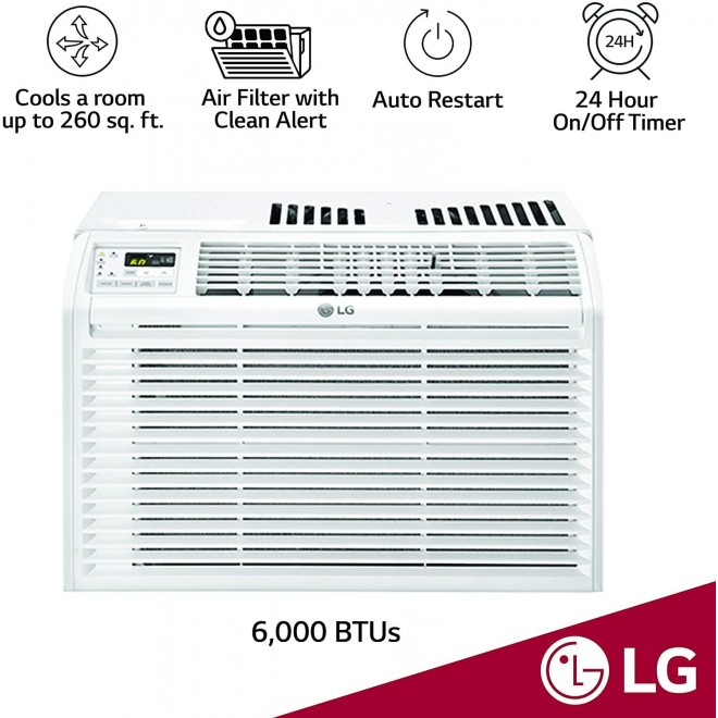 6,000 BTU 115V Window Air Conditioner with Remote Control, White