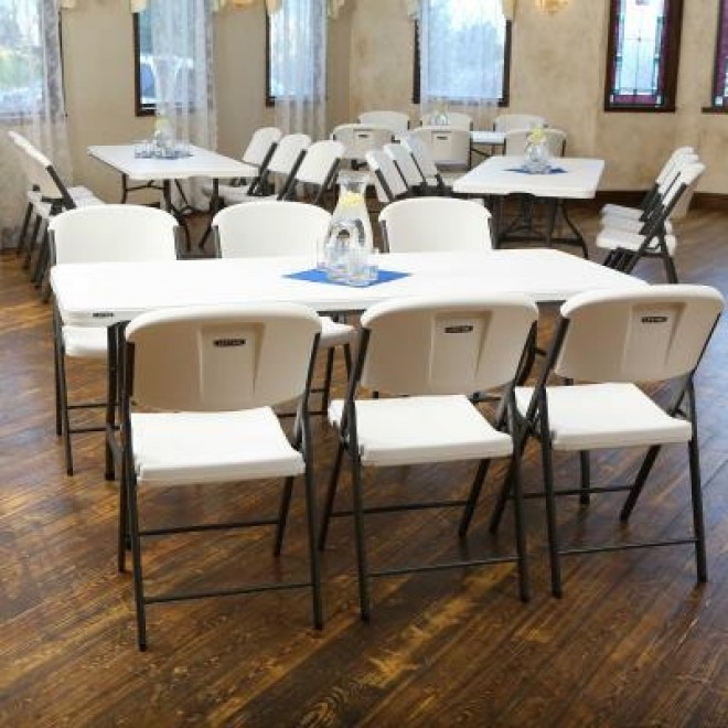 (4) 6-Foot Stacking Tables and (24) Chairs Combo (Commercial) 339