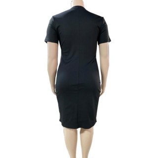 V Neck Solid Short Sleeve Plus Size Dresses