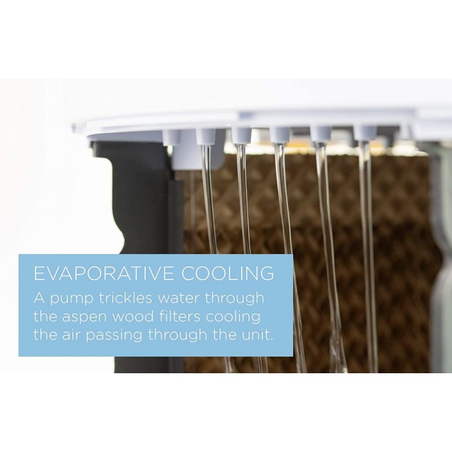 Air Cooler - Evaporative Air Cooler - Evaporative Cooler - Swamp Cooler - Air Cooler Fan - 8 Liter Water Tank - 80° Swing Oscillation - 3 in 1 - Remote Included - 3 Speed Fan