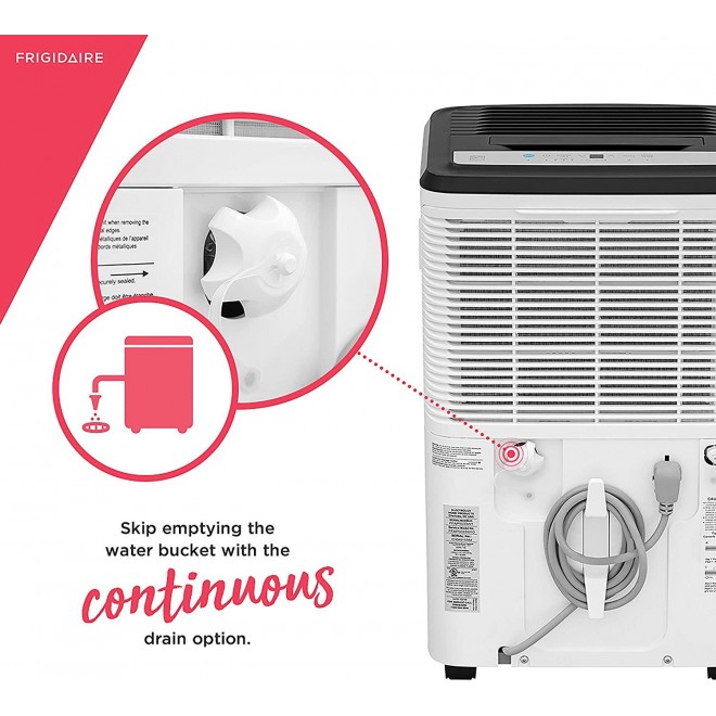 High Efficiency 50-Pint Dehumidifier with Built-in Pump, White