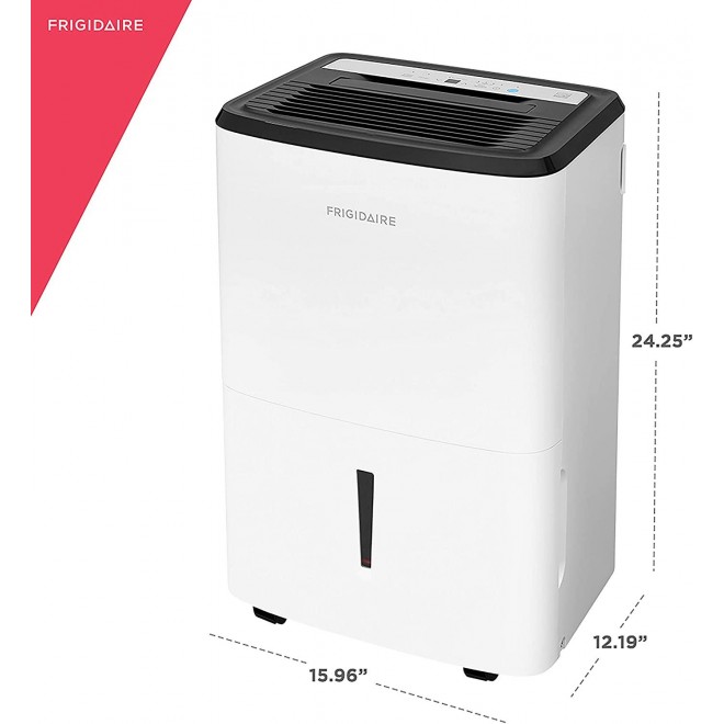 High Efficiency 50-Pint Dehumidifier with Built-in Pump, White