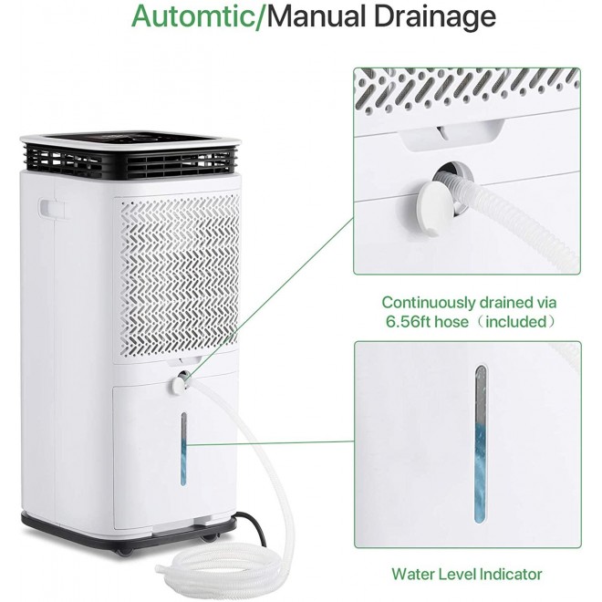 4500 Sq. Ft Dehumidifier for Home Basements Bedroom Garage, Removes 9 Gallons Moisture/Day, with Continuous Drain Hose, 1.18 Gallons Water Tank and Four Air Outlets