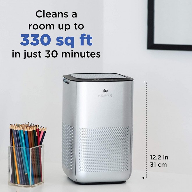 Air Purifier with H13 True HEPA Filter | 330 sq ft Coverage | for Smoke, Smokers, Dust, Odors, Pet Dander | Quiet 99.9% Removal to 0.1 Microns | Silver, 2-Pack