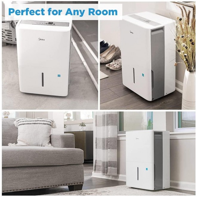 4,500 Sq. Ft. Energy Star Certified Dehumidifier with Reusable Air Filter 50 Pint 2019 DOE (Previously 70 Pint) - Ideal For Basements, Extra Large Rooms and Bathrooms (White)