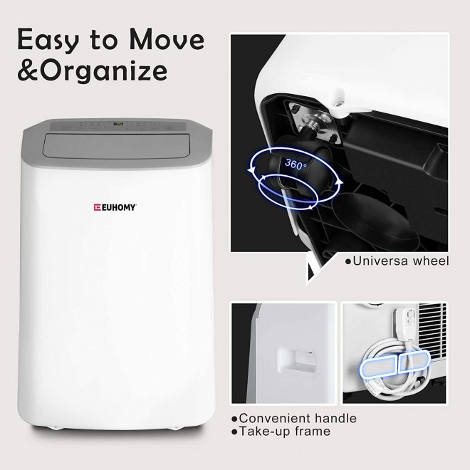 10,000 BTU Portable Air Conditioner Dehumidifier, Portable Ac Unit With Remote Control, Floor Air Conditioner With Window Installation Kit For Room, Office, Dorm, Bedroom, White