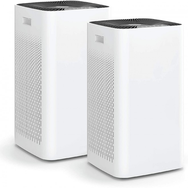 Air Purifier with H13 True HEPA Filter | 2,500 sq ft Coverage | for Smoke, Smokers, Dust, Odors, Pollen, Pet Dander | Quiet 99.9% Removal to 0.1 Microns | White, 1-Pack