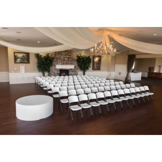 (12) 60-Inch Round Stacking Tables and (96) Chairs Combo (Commercial) 414