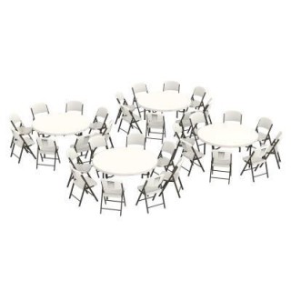 (4) 60-Inch Round Stacking Table and (32) Chair Combo (Commercial) 375