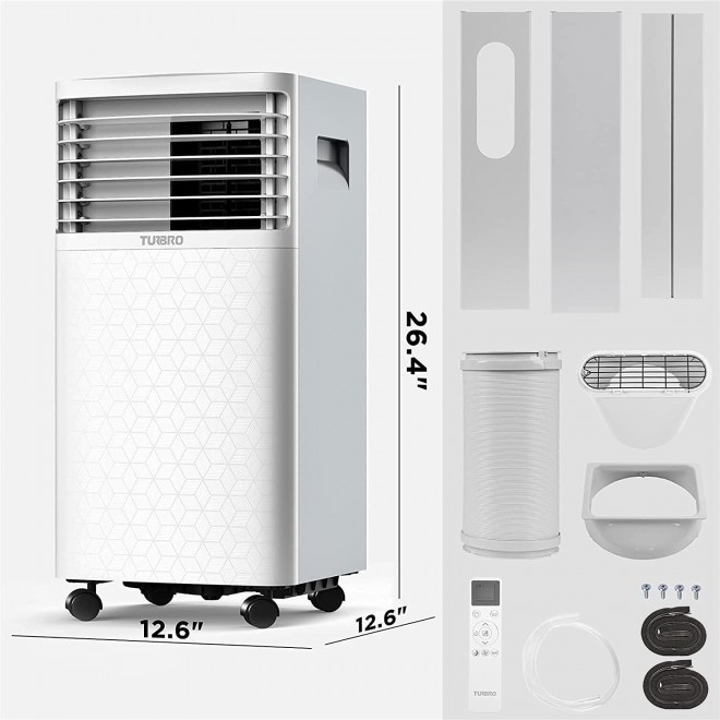 8,000 BTU Portable Air Conditioner, Dehumidifier and Fan, 3-in-1 Floor AC (5,000 BTU SACC) Unit for Rooms up to 300 Sq Ft, Sleep Mode, Timer, Remote Included