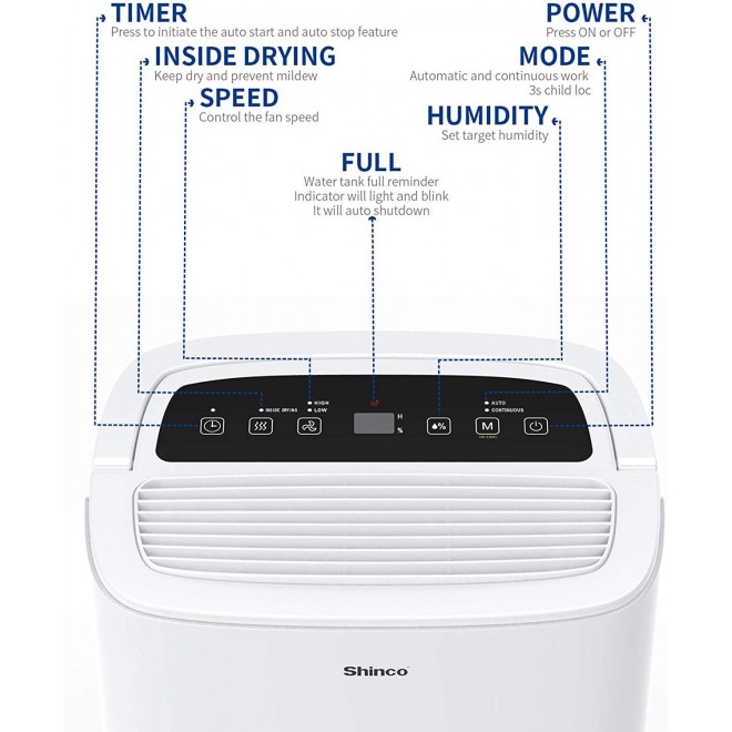 5,000 Sq.Ft Energy Star Dehumidifier with Pump, Ideal for Home, Basement, Bedroom, Bathroom, 7L Water Tank, Continuous Drain, Quietly Remove Moisture & Control Humidity - (70Pint with Pump)