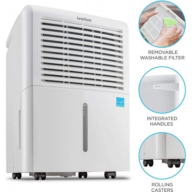 4,500 Sq Ft Smart Wi-Fi Energy Star Dehumidifier with App, Continuous Drain Hose Connector, Programmable Humidity, 2.25 Gal Reservoir for Medium and Large Rooms (4,500 Sq Ft With Pump)