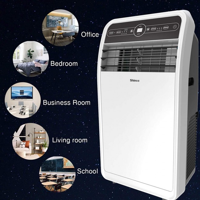 10,000 BTU Portable Air Conditioners with Built-in Dehumidifier Function, Fan Mode, Quiet AC Unit Cools Rooms to 300 sq.ft, LED Display, Remote Control, Complete Window Mount Exhaust Kit