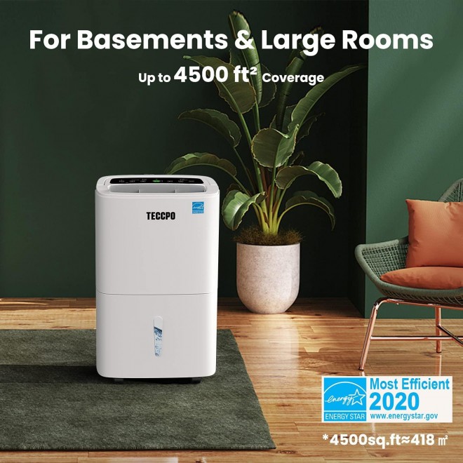 4500 Sq.Ft Dehumidifier, Energy Star 70 Pints Dehumidifier for Large Rooms and Basement, Continuous Draining