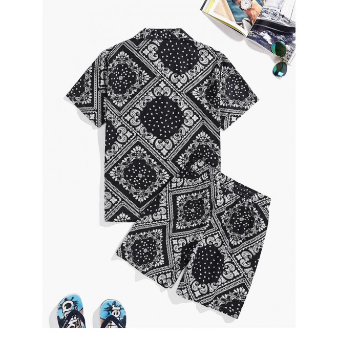 Summer Casual Men Printed Two Piece Pant Sets