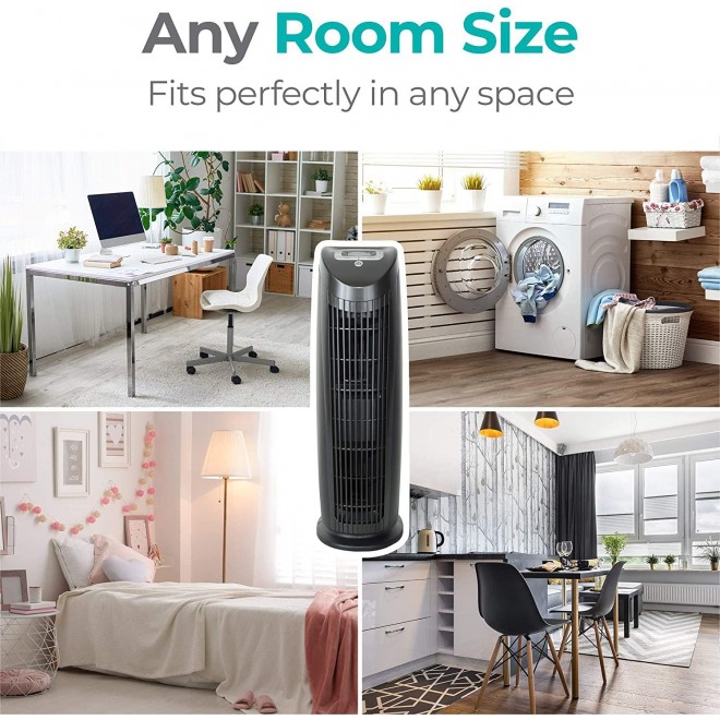HEPA Air Purifier for Home, Office, Bedrooms up to 500 Sqft. Eliminates Germs, Bacteria, Mold, Odors, while Filtering Allergens, Dust, Pollen, Pet Dander, Black