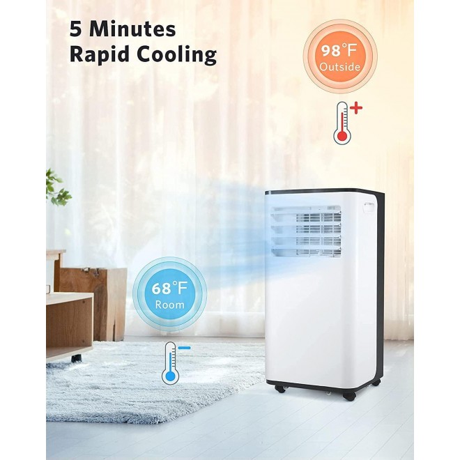 Portable Air Conditioner,8000 BTU Portable AC with Cooler, Dehumidifier, Fan, Cools Rooms up to 200 sq.ft Remote Control,Complete Window Mount Exhaust Kit