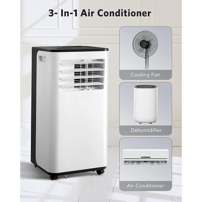 Portable Air Conditioner,8000 BTU Portable AC with Cooler, Dehumidifier, Fan, Cools Rooms up to 200 sq.ft Remote Control,Complete Window Mount Exhaust Kit