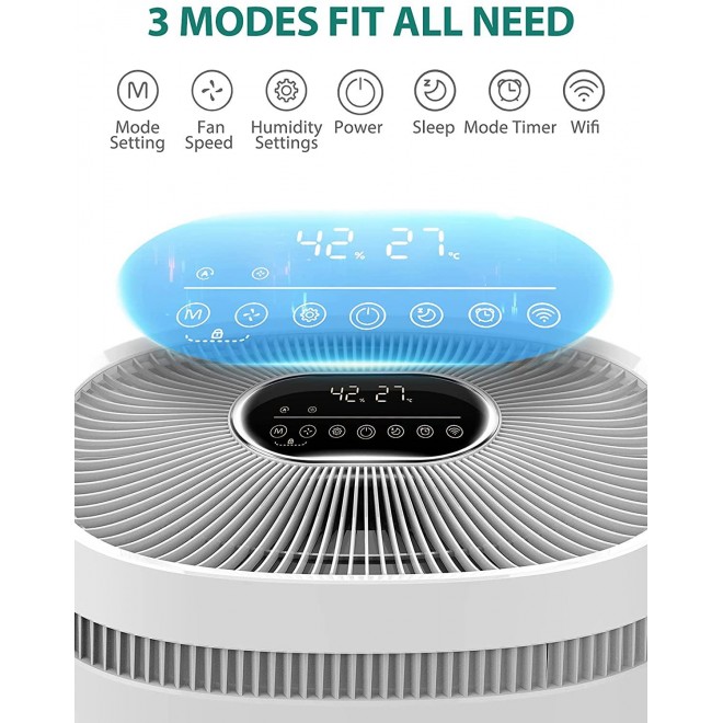 Dehumidifier-50 Pint 3000Sq. Ft Safe Dehumidifier for Home with Extra Large Water Tank WiFi Remote Control Wheels Damp Rid Moisture Absorber for Basement Bedroom Garage Living Rooms(30Pint 2019 DOE)