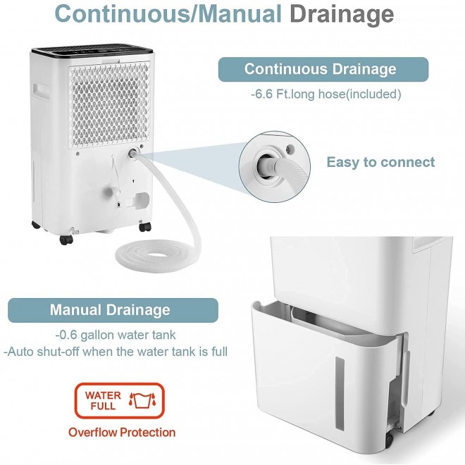 3500 Sq Ft 50 Pint Dehumidifier for Home Basements Bathroom Bedroom, Dehumidifier with Drain Hose for Medium to Large Room, Intelligent Humidity Control Dehumidifier with Laundry Dry