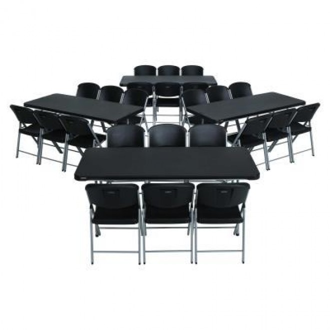 (4) 6-Foot Stacking Tables and (24) Chairs Combo (Commercial) 349